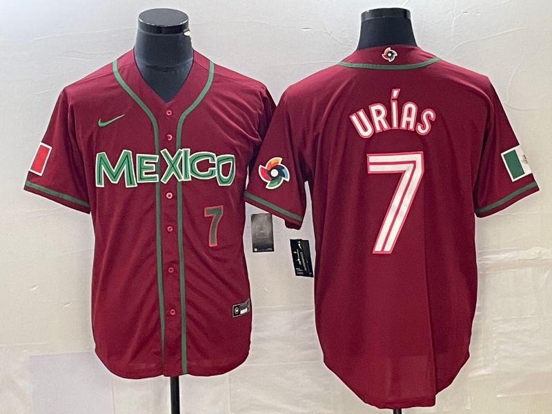 Men 2023 World Cub Mexico #7 Urias Red Nike MLB Jersey9->more jerseys->MLB Jersey